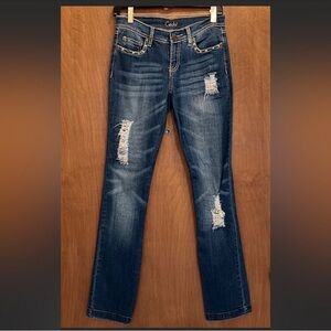 Cache Distressed Skinny Jeans